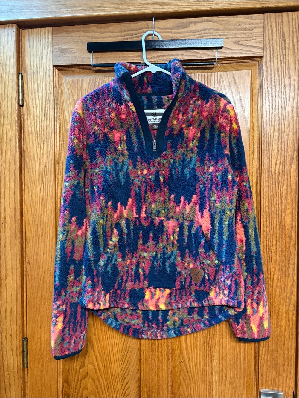 Legendary Whitetails Women’s Navy Multicolor Fuzzy Quarter-Zip Hoodie